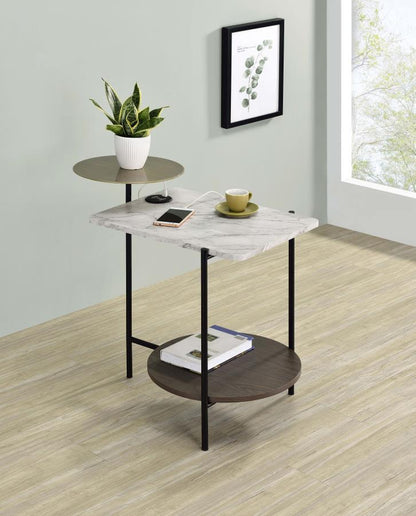 Ottilie - 3-Tier Side Table Wireless Charger - White And Black