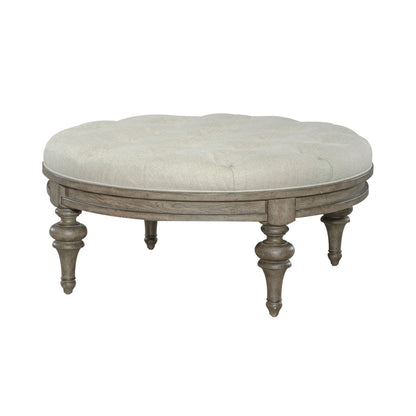 Americana Farmhouse - Round Cocktail Ottoman - Dusty Taupe