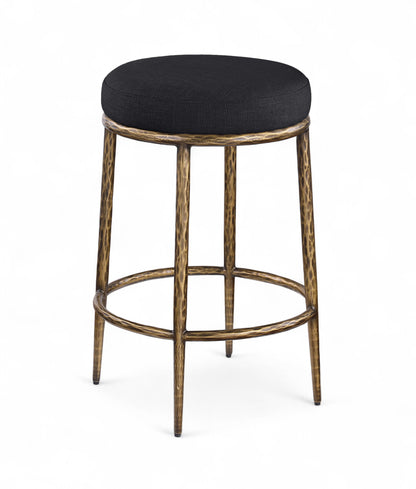 Ferro - Upholstered Backless Counter Stool With Brushed Gold Base