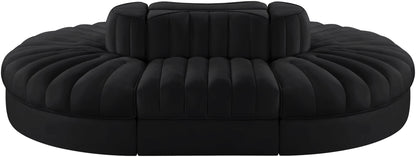 Rummi - Oval Velvet Performance Fabric Upholstered 6 Piece Modular Sectional