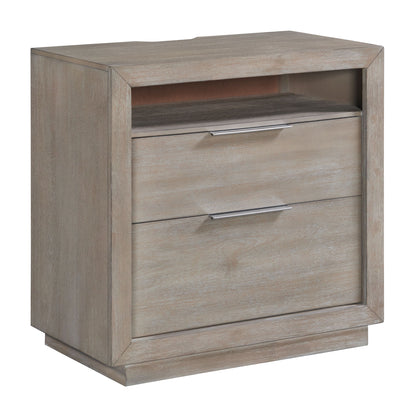 Arcadia - 2-Drawer Nightstand with USB - Grey