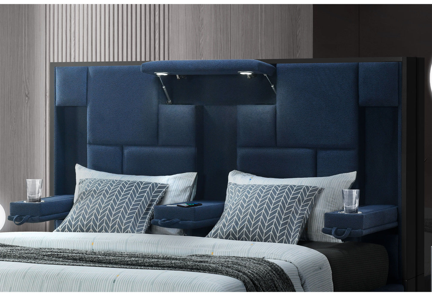 Oscar - King Bed - Navy Blue