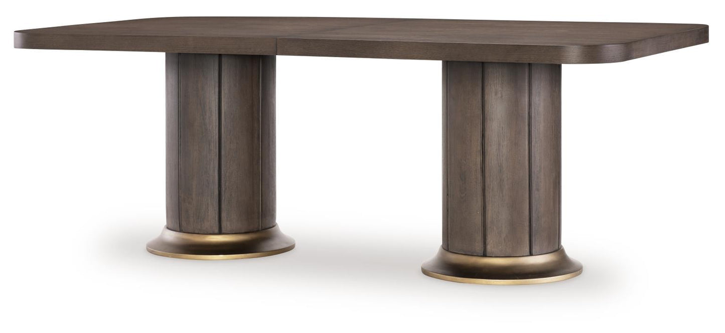 Lancia - Complete Double Pedestal Dining Table - Charred Oak