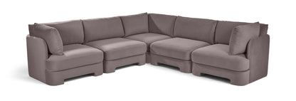Hammond - Velvet Performance Fabric Upholstered 5 Piece Corner Sectional