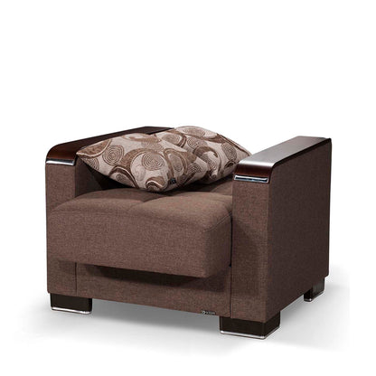 Ottomanson Armada X - Upholstered Convertible Wood Trimmed Armchair With Storage - Polyester