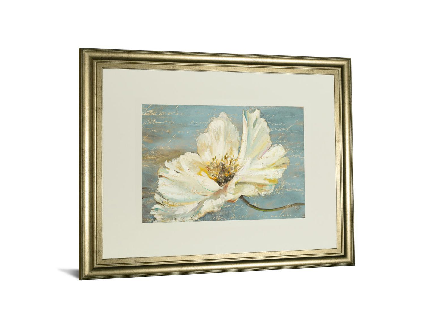 White Peony By Patricia Pinto - Framed Print Wall Art - Blue