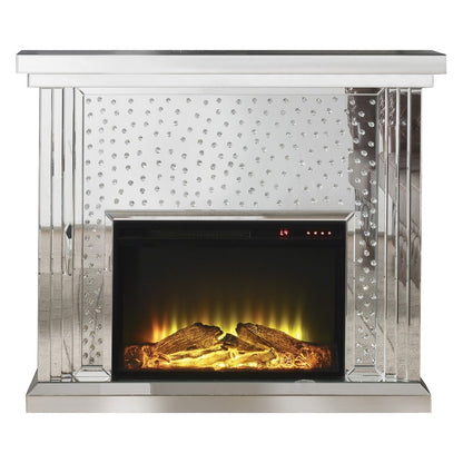 Nysa - 40" Fireplace - Mirrored & Faux Crystals