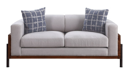 Pelton - Loveseat With 2 Pillows - Fabric & Walnut