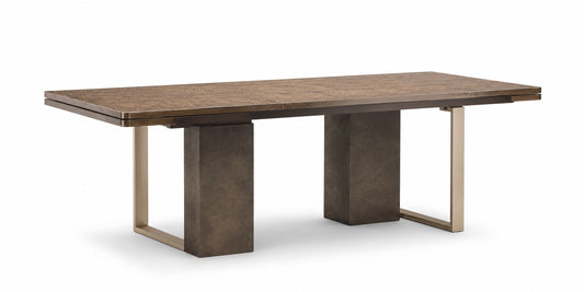 Fiamma - Dining Table With 2X18.5" Extensions - Brown / Gold