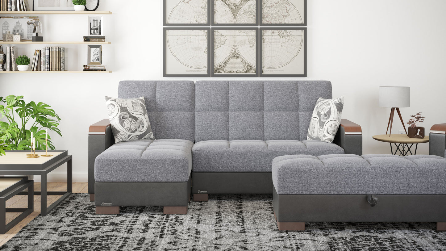 Ottomanson Armada X - Upholstered Convertible Wood Trimmed Ottoman With Storage