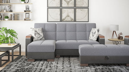 Ottomanson Armada X - Upholstered Convertible Wood Trimmed Ottoman With Storage