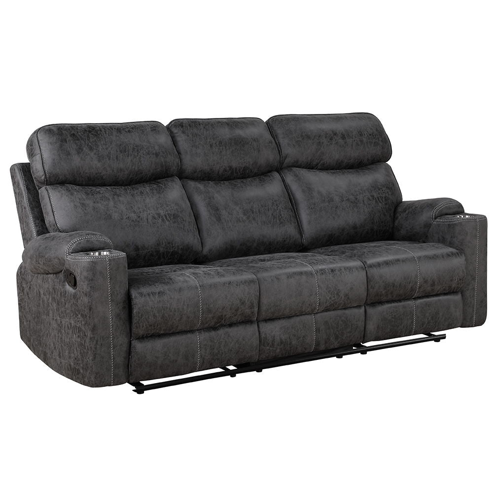 Hirah - Motion Sofa - Dark Gray Polish Microfiber