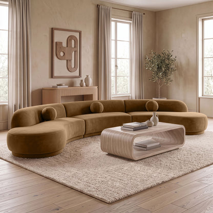 Avra - 177.5" Velvet Performance Fabric Upholstered Sectional