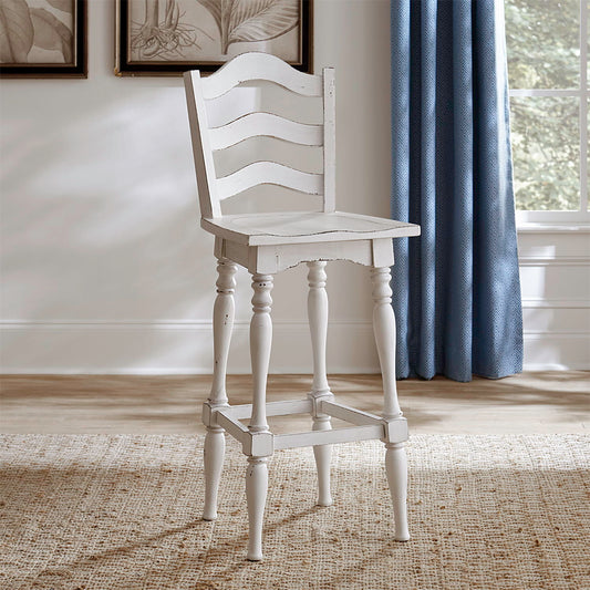 Magnolia Manor - Ladderback Swivel Bar Stool - Antique White