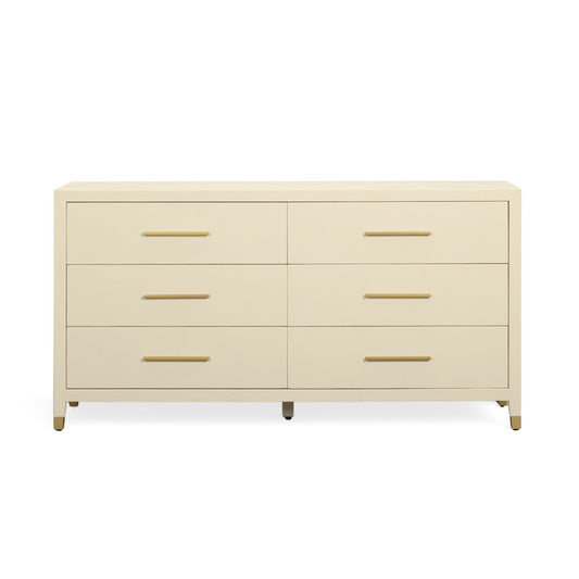 Dani - Faux Shagreen 6-Drawer Dresser - Cream