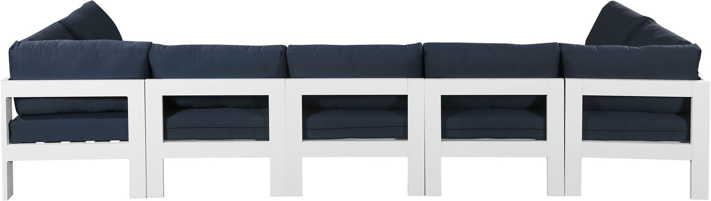 Nizuc - Outdoor Patio 7 Piece Modular Sectional With White Frame