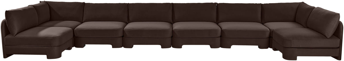 Hammond - Velvet Performance Fabric Upholstered 8 Piece U-Shaped Armless Sectional - Beige