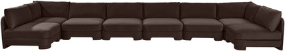 Hammond - Velvet Performance Fabric Upholstered 8 Piece U-Shaped Armless Sectional - Beige