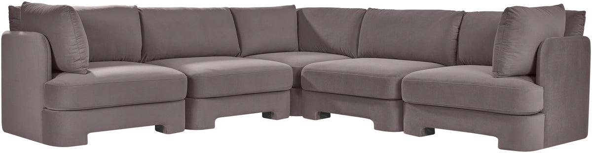 Hammond - Velvet Performance Fabric Upholstered 5 Piece Corner Sectional