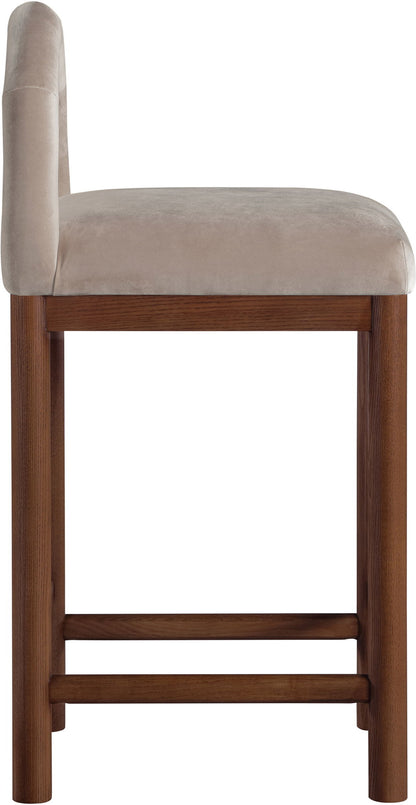 Conrad - Velvet Counter Stool With Brown Legs