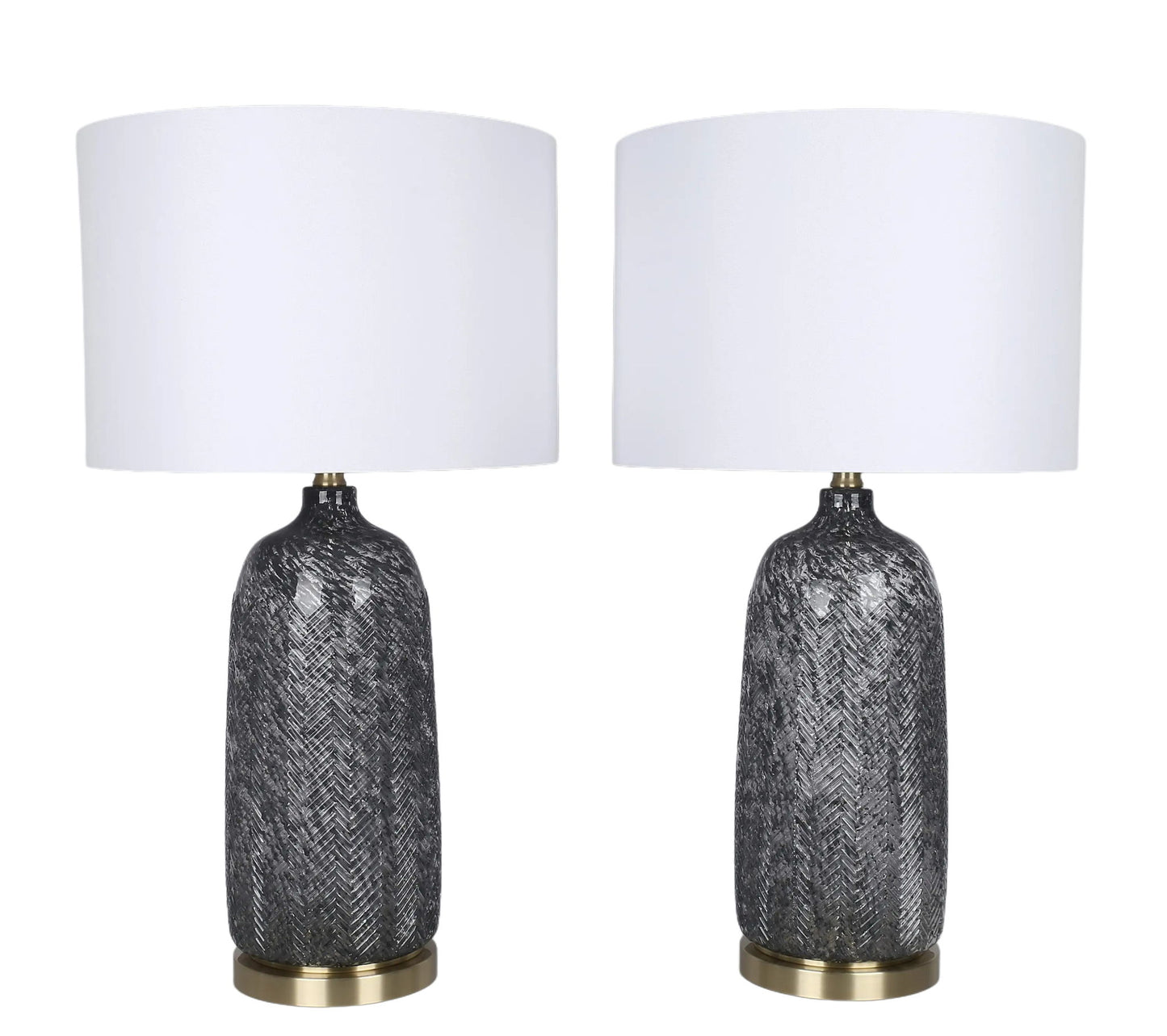 Midnight Weave Art Glass & Metal Table Lamp (Set of 2) - Midnight Weave Art Glass