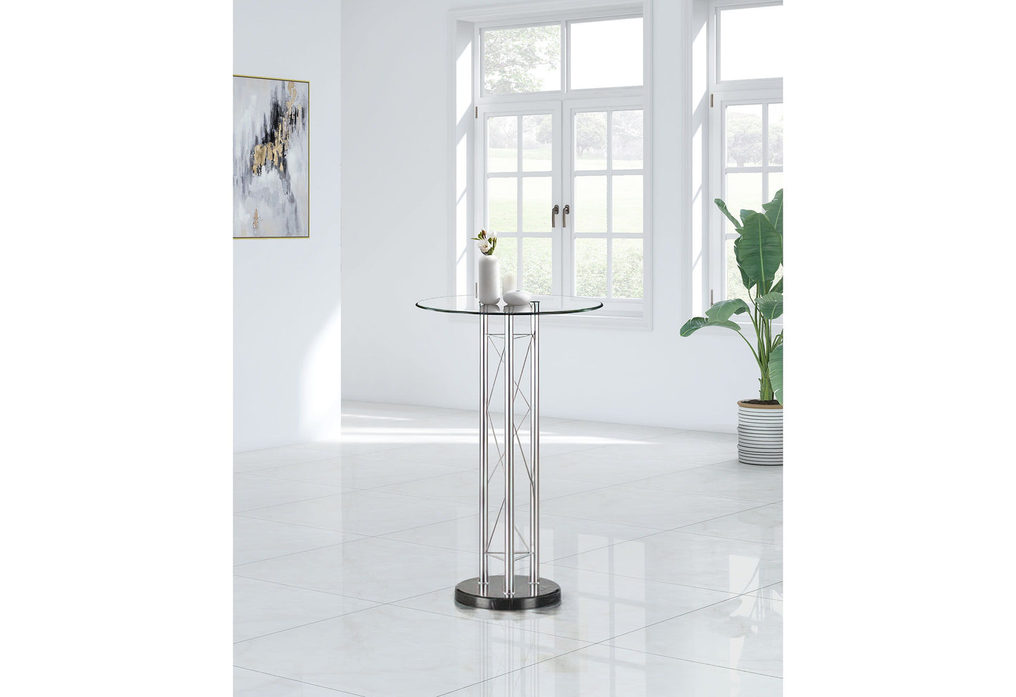 D208 - Bar Table - Black / Clear / Silver