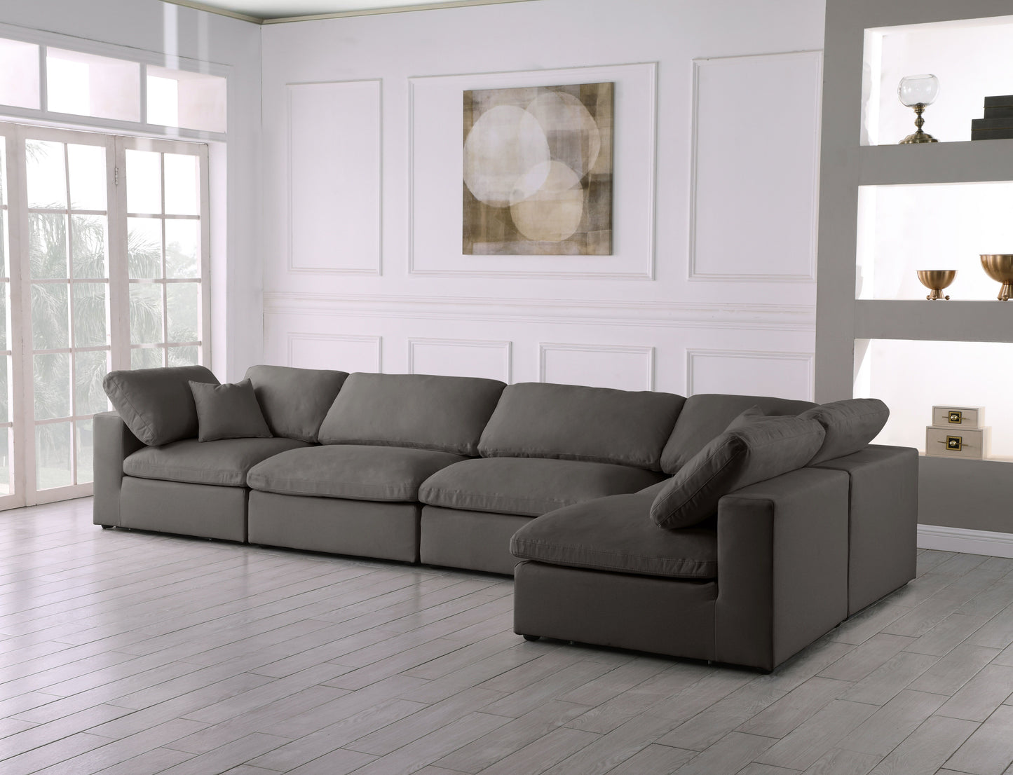 Plush - Velvet Standart Comfort Modular Sectional 5 Piece - Grey