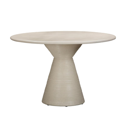 Fern - Textured Faux Plaster Concrete Indoor / Outdoor Round Dining Table - Beige