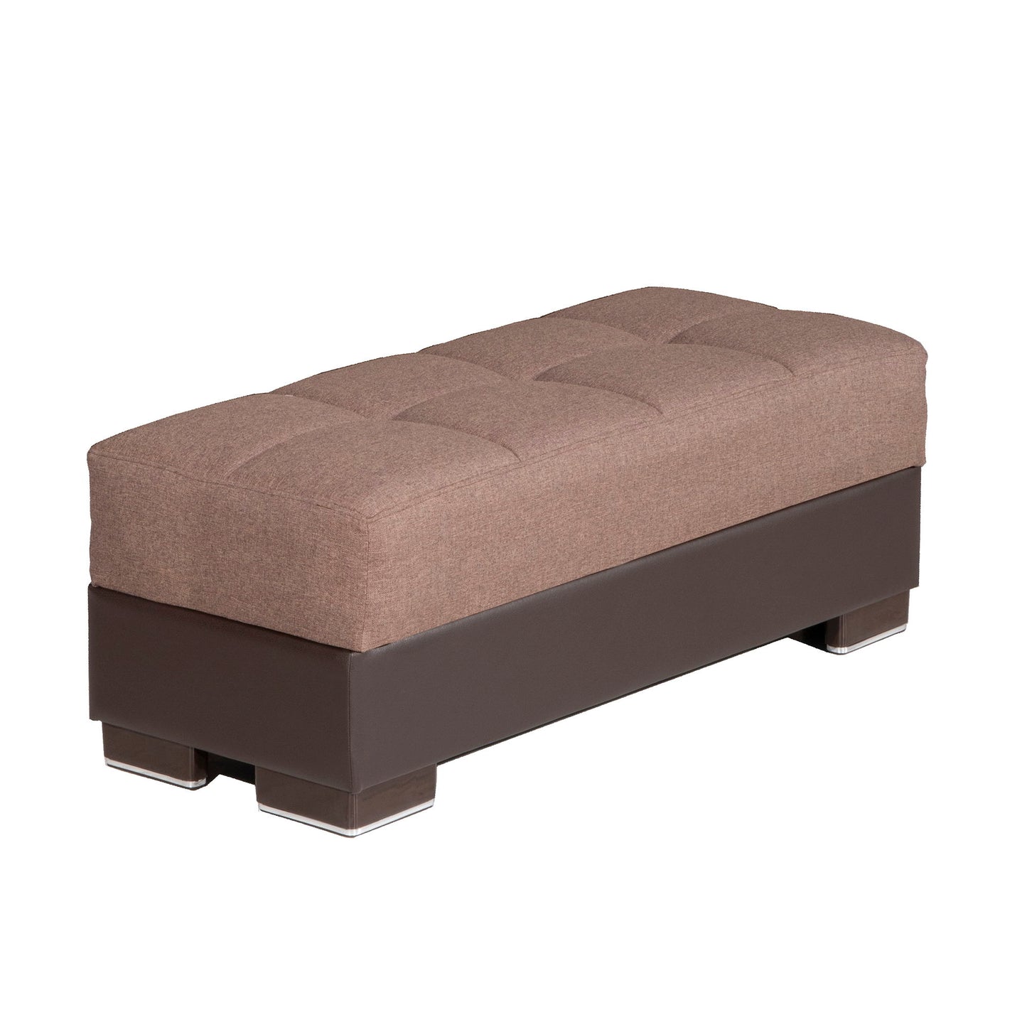 Ottomanson Armada - Upholstered Ottoman With Storage - Brown PU Polyester