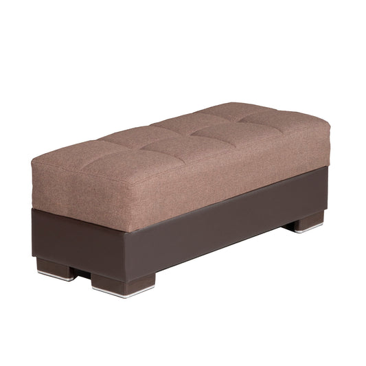 Ottomanson Armada - Upholstered Ottoman With Storage - Brown PU Polyester