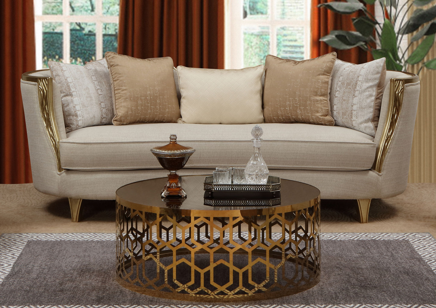 Cora - Sofa And Loveseat - Gold