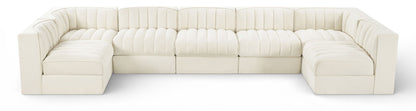 Rummi - Velvet Performance Fabric Upholstered 7 Piece Modular Sectional (With 2 Corner Chairs)