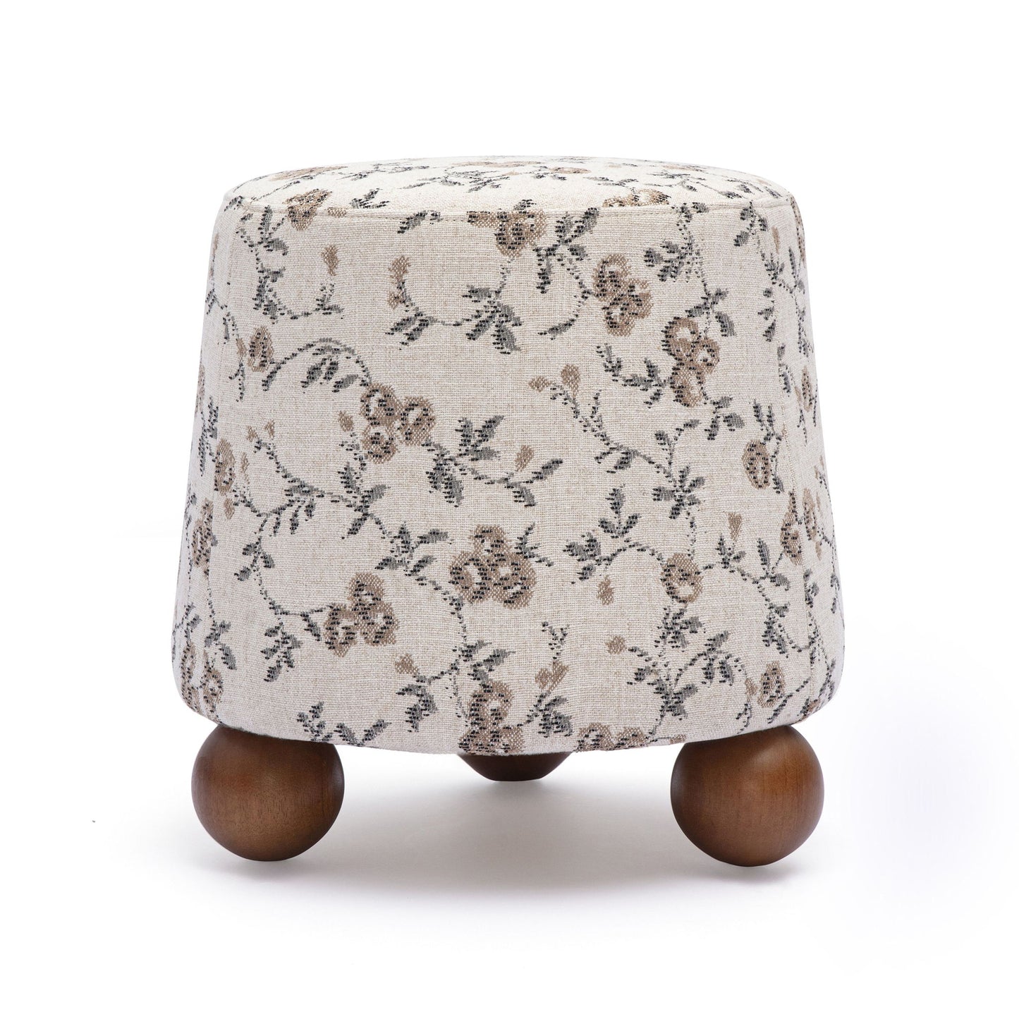 Jaine - Floral Jacquard Ottoman - Beige