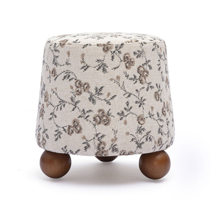 Jaine - Floral Jacquard Ottoman - Beige