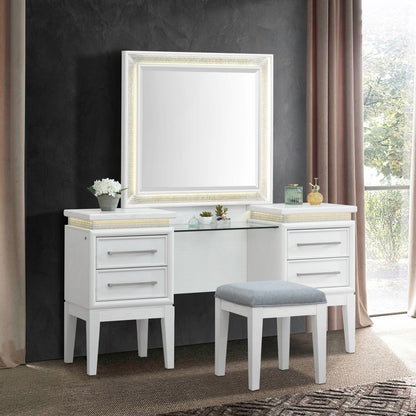 Reflections - 3 Piece Vanity Set - Pearl White & Rhinestone