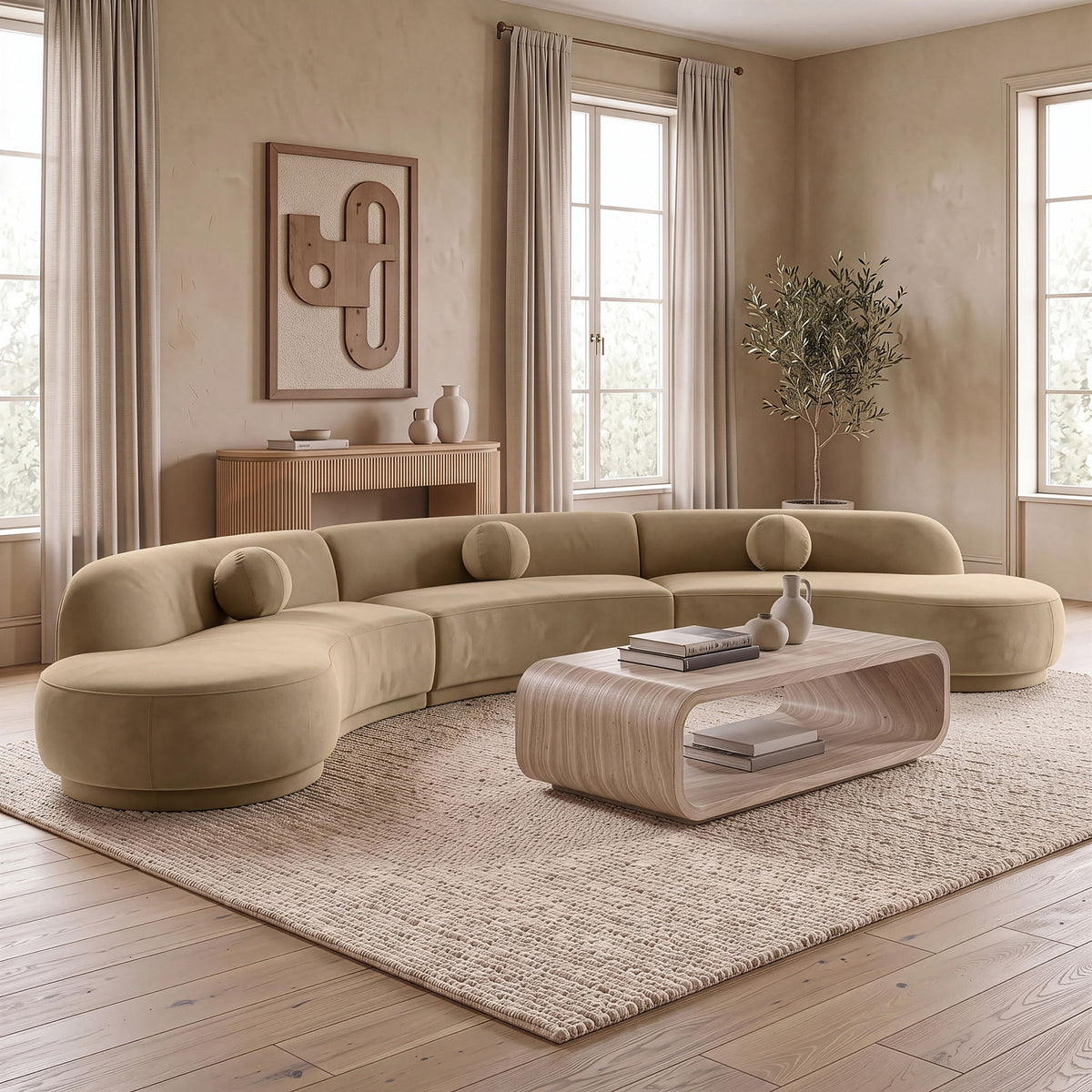 Avra - 177.5" Velvet Performance Fabric Upholstered Sectional