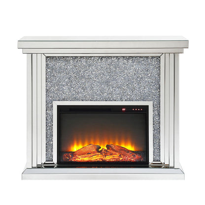 Noralie - 40" Fireplace - Mirrored & Faux Diamonds