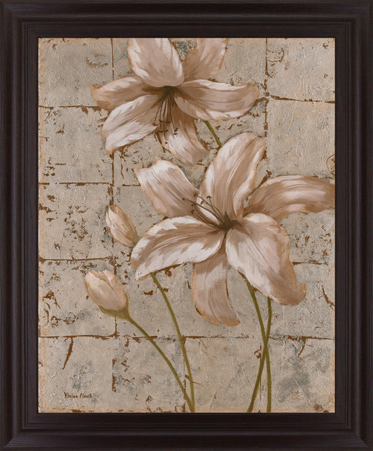 Cream Lily Trio - 28" x 34" Framed Wall Art