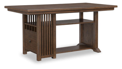 Langley - Complete Counter Height Table With Wine Storage - Fawn