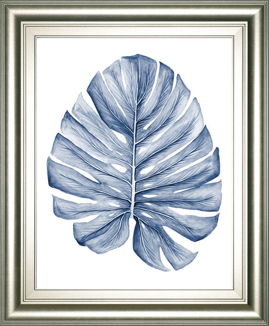 22x26 Indigo Tropical Leaves I By Megan Meagher - Blue