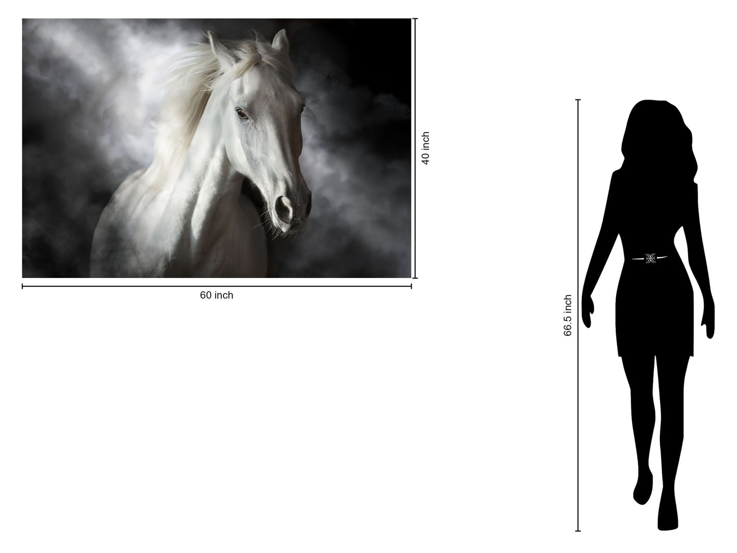 Tempered Glass With Foil - Mystical White Horse - Dark Gray