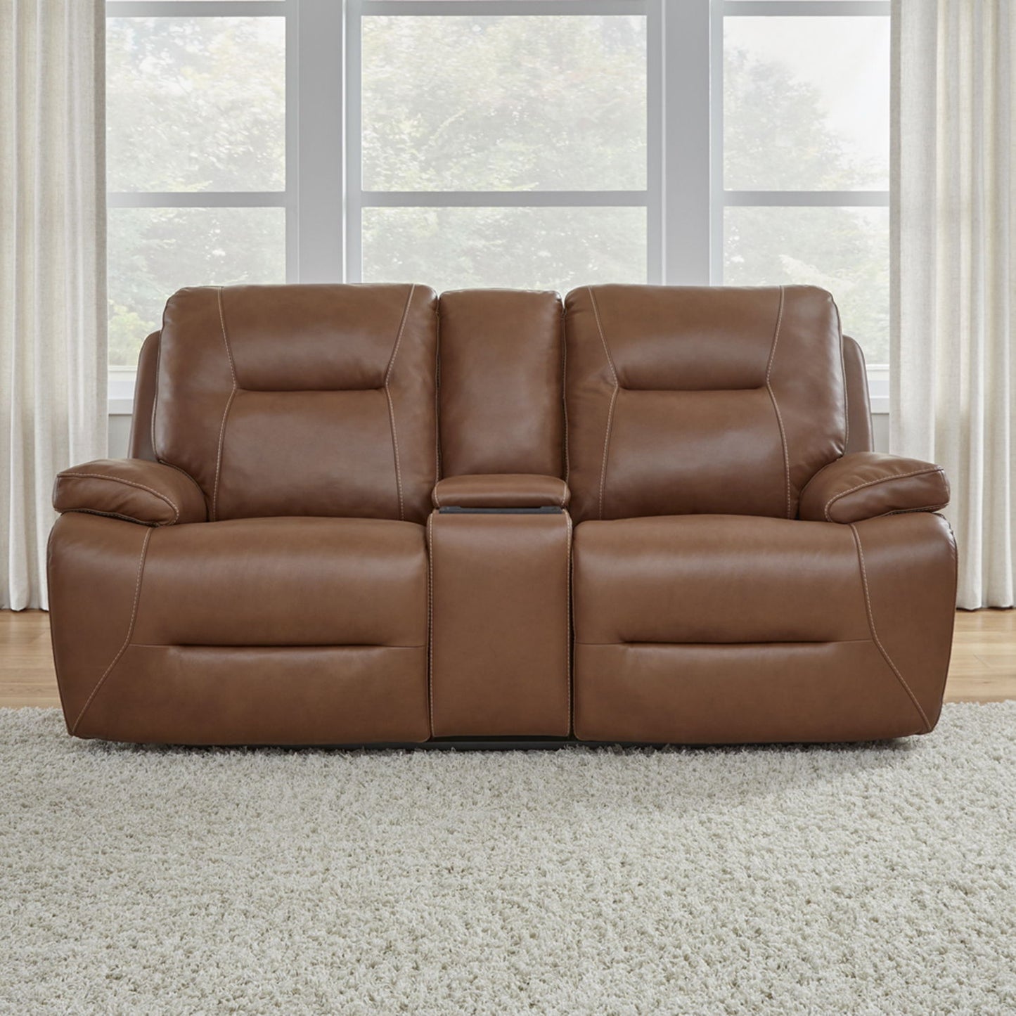 Cameron - Loveseat With Console P3 & ZG - Saddle - Dakota Saddle Leather