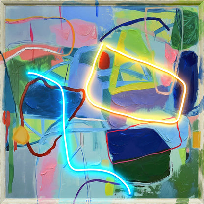 Luminous Flux - 33" x 33" Framed Wall Art - Blue