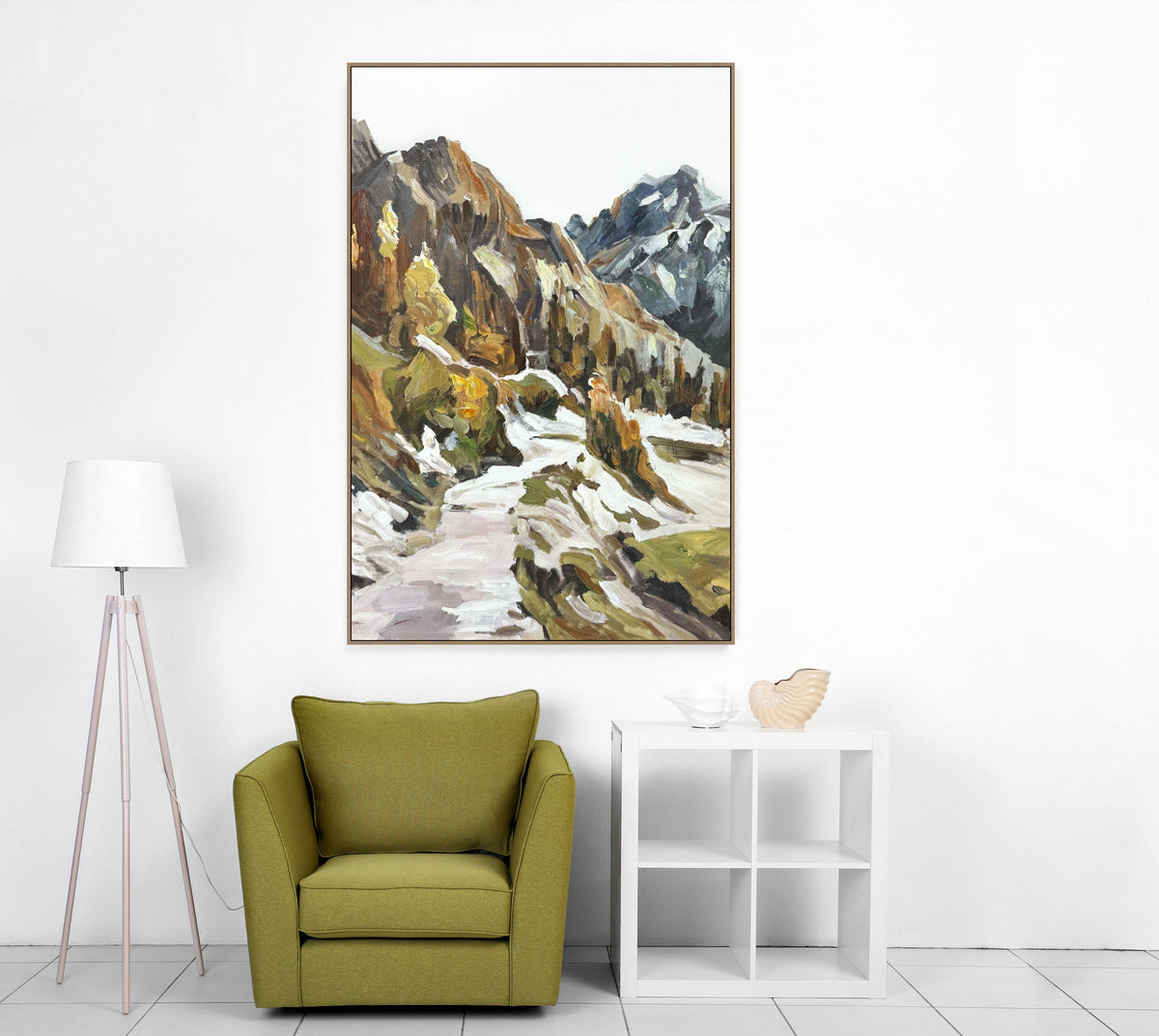 Ochre Alpine Passage I - 32 X 48 - Hand-Embellished Canvas In Frame - Ochre