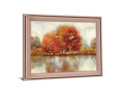 Fiery Grove Reflections - 28" x 34" Framed Wall Art - Orange
