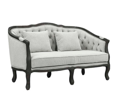 Samael - Loveseat - Gray Linen & Dark Brown Finish