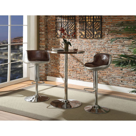 Brancaster - Bar Table - Retro Brown Top Grain Leather & Aluminum