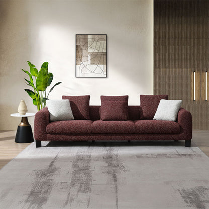Mardi - Sofa With 6 Pillows - Maroon Tweed
