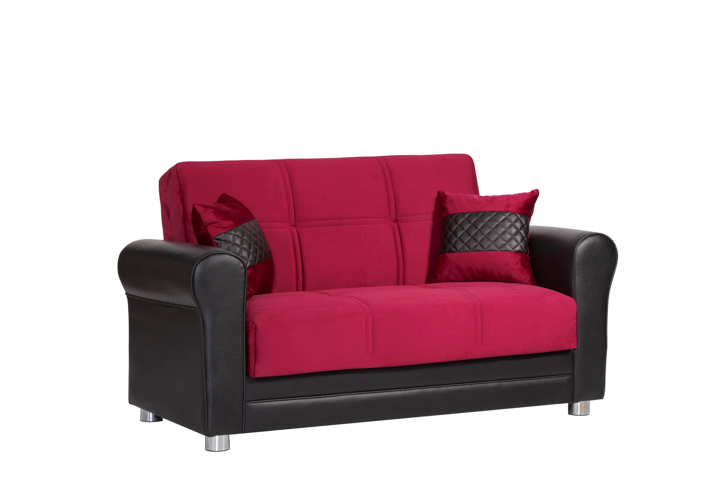 Ottomanson Avalon - Convertible Loveseat With Storage - Burgundy & Black