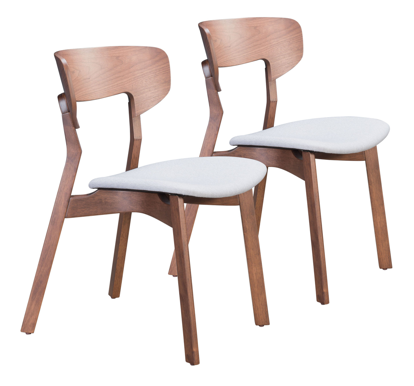 Russell - Dining Chair (Set of 2) - Walnut & Light Gray